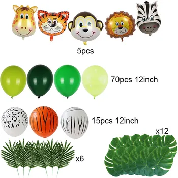 108pcs Dzīvnieku Baloni Vainags Komplekts Džungļu Safari Tēmu, Puses dod priekšroku Piegādēm Bērni Puikas Dzimšanas dienas svinības Baby Dušas Rotājumi