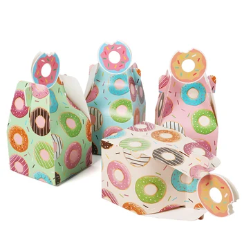8pcs Donut Puses laimes Dzimšanas dienā, Konfekšu Kaste Bērniem Krāsaina Papīra Dāvanu Maisiņu Donut Tēmu Dzimšanas dienas svinības Rotājumi Bērni dod priekšroku