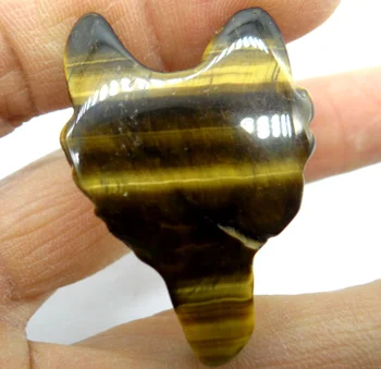 Dabīgā akmens Kvarca Kristāls fluorite tiger eye aventurine Vilku Galvas formas Kulonu uz diy rotaslietu izgatavošana necklac Accessories2pc