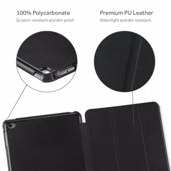 Easyacc Lietā Par iPad Mini 4 Smart Slim Fit Auto Wake up/Miega Vieglais Svars PU Ādas Trifold Stāvēt Smart Cover