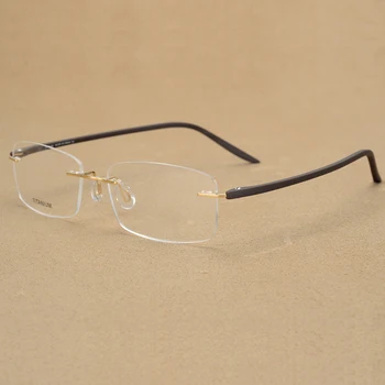 Handoer bez apmales Optiskās Brilles, Rāmis Vīriešu, Brilles, Briļļu Optisko Recepšu Titāna Rāmi Kājas bez apmales Brilles