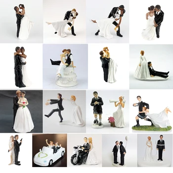 Ir 2021. Kūka Toppers Lelles Līgavas un Līgavaiņa Figūriņas Funny Kāzu Kūka Toppers Stāvēt Cilindrs Apdare Piegādes Precēties Statuetes