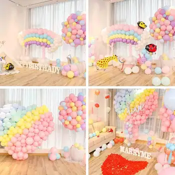 METABLE 138 Gabalus Unicorn Balonu Vainags Arku Komplekts Macaron Pastel Rainbow Baloni Dzimšanas dienas svinības Fons Fons Dekori
