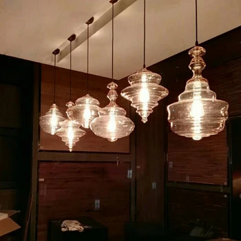 Mūsdienu radošā formas caurspīdīga stikla vienotā vadītājs kulons lampas Ziemeļvalstu mākslas dizaina restorāns apdare, LED E27 apgaismes