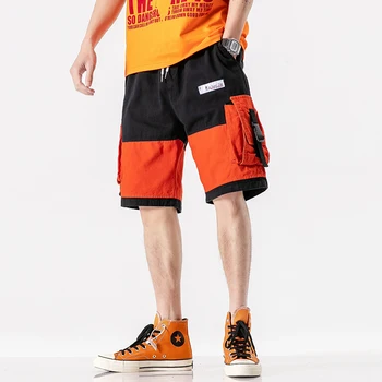 Vasaras Stila Gadījuma Šorti Vīriešiem Streetwear Raibs Krāsu Vīriešu Bikses, Kokvilnas Modes Brīvs Vīrietis Kravas Šorti Aukliņu M-5XL