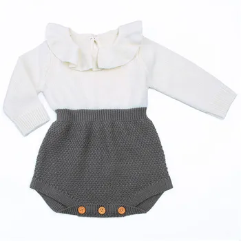 0-24M Jaundzimušā bērna Kid Baby Girl Vilnas Topi Trikotāžas Džemperis ar garām Piedurknēm Romper Bikses, Siltu Apģērbu Komplekts Bērnu Apģērbs Apģērbs