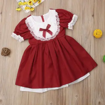 0-5T Christams Baby Toddler Meitene Ziemassvētki Retro Puse Princess Tutu Kleita Apģērbs Apģērbs