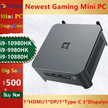 10. Gen Intel Mini PC Core i9 10980HK i9 9980HK 2 Lan NUC Windows10 2*DDR4 2*NVMe Spēļu galda DP, HDMI Tips C 3x4K Displejs