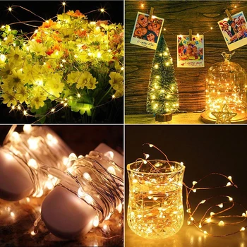 10pcs/daudz 1M/2M/3M/5M Vara Stieples LED String gaismas Svētku apgaismojums Pasaku Vainags Ziemassvētku Eglītes, Kāzu Dekorēšana
