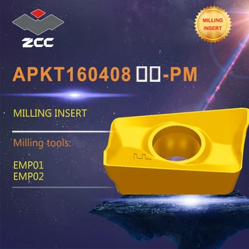 10pcs/daudz ZCC.CT virpas, frēzēšanas ievieto APKT160408 -PM APKT 160408 PM, lai frēzes EMP01-02 frēzēšanas darbarīki, karbīda ieliktņiem