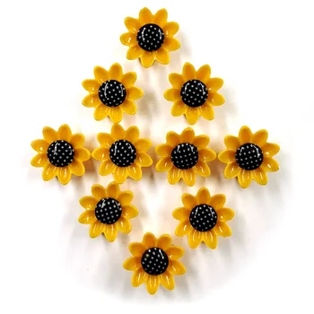 10pcs Dzeltenas puķes Ledusskapja magnēts, multfilmas režīms, baltās tāfeles uzlīme Sveķu Ledusskapis Magnēti, Home DIY Apdare Piederumi