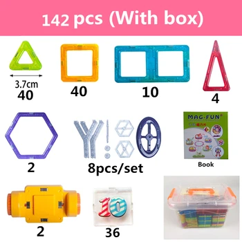 142Pcs Mini Magnētisko Dizainers Plastmasas Bloki, Celtniecības noteikta Modeļa un Būvniecības Izglītības Rotaļlietas Bērniem Ar Dāvanu Kastē