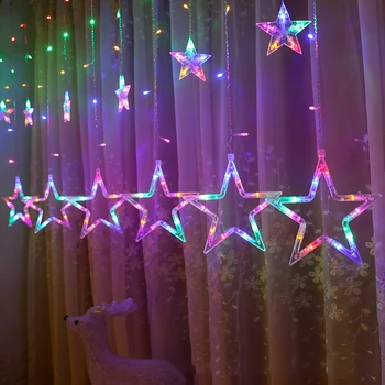 2.5 M Ziemassvētku Vainags Zvaigžņu Pasaku Gaismas Aizkaru LED String Lampas Āra Ziemassvētki Jaunais Gads Dekori Lampas