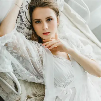 2018 vasaras sexy nightdress divi gabali komplekti mīksto skaistu drukāšanas mežģīnes siksnas drēbes sleepwear kokvilnas dāmas mājās pakalpojumu L675