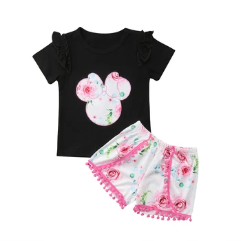 2019. gada Vasaras Toddler Bērniem, Baby Meitene Minnie Apģērbu Komplekts Īsām Piedurknēm T-krekls Topi, Šorti Ikdienas Jaundzimušo Bērnu, Meiteņu Apģērbs