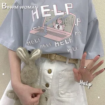 2019 Harajuku Datoru un Alfabēta Drukāt Sieviešu T Krekls Modes Sieviešu Tee Krekli