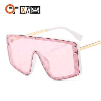 2020 futūristisks saulesbrilles sievietēm, vīriešiem liels taisnstūris, oranžā, zaļā fendii saulesbrilles lielgabarīta festivāls oculos de sol feminino
