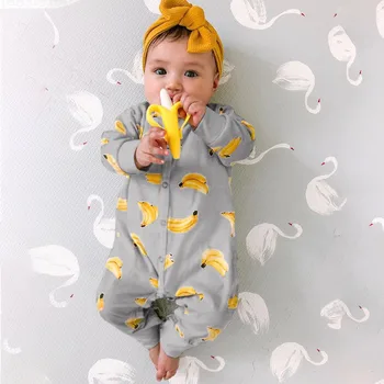 2020. gadam Jaundzimušo Banānu garām Piedurknēm Pogas Jaundzimušais Meitene Drēbes, Zīdaiņu Meitene 2t Meiteņu Drēbes Pijamas Onesie Baby Toddler Dvīņi