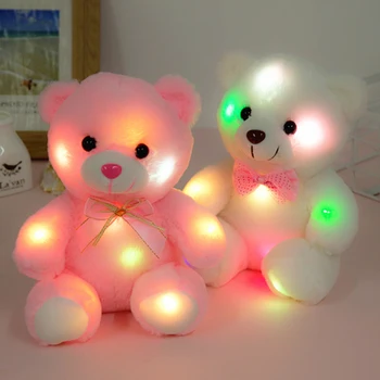 20CM LED Krāsaini Teddy Bear, Plīša Rotaļlieta, Apgaismojums Jauki Spīdēja, Bērnu Dāvanu Mīkstas Baby Gaismas Pildījumu Lācis Nakts Lampas