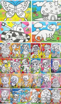 24pcs smilšu mākslas grāmatu ar 6 krāsas soma smilšu bērnu zīmējumu rotaļlietas/ Bērniem karikatūra smilšu gleznu par bērnudārza zīmējums rotaļlietas
