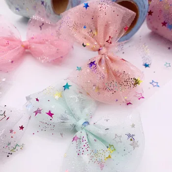 25 Pagalmā 6cm Multicolor Spīdīgas Kristāla Tilla Roll Organza Milzīgais Marli DIY Baby Dušas Meitenes Tutu Svārki Dāvanu Kāzu Dekori