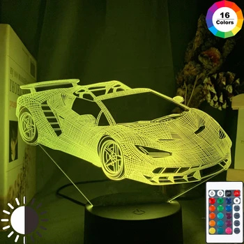 3d Ilūziju, Lampas Sporta Auto Nightlight Bērnu Guļamistaba Dekori Krāsa Mainās Atmosfēru turnīra Balva Led Nakts Gaisma Superauto