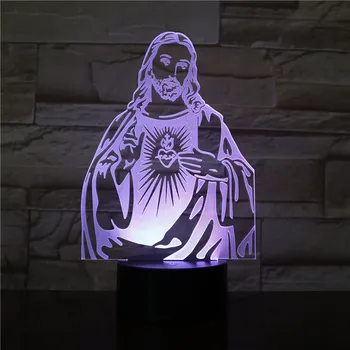 3D Lampas Krusta Jēzus Bībelē Nakts Gaisma Akrila Plāksnes Touch Mājas Dekoru Svētku Dāvanas Draugs