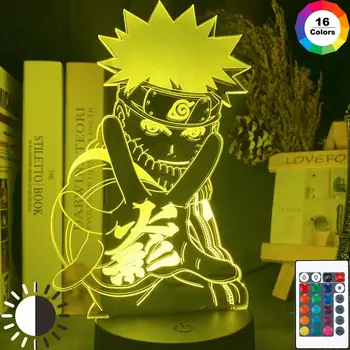 3D LED Nakts Gaisma Naruto Sasuke Itachi Rīcības Attēls 7 / 16 Krāsu Touch Mājas Guļamistaba Dekoratīvās Ziemassvētku Dāvanu Touch Tālvadības pults