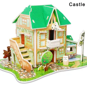 3D Puzzle Putu DIY Jautri Valdes Agrīnās Mācīšanās Arhitektūras Māju, Bērniem Zēni Meitenes Bērniem 2019 Jaunā Dizaina Bērniem Ziemassvētki Rotaļlietas, Dāvanu