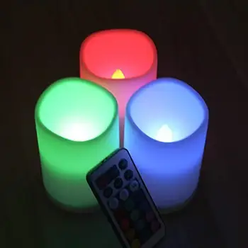 3Pcs Romantiskas Krāsas Maiņa Flameless LED Sveču Gaisma Ar Tālvadības pulti, Kāzu svinības, Dzimšanas dienas Valentīna Lampas Piederumi