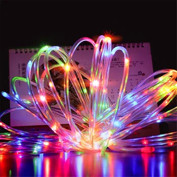 50/100LEDS Trosi, Cauruli Ūdensizturīgs RGB LED String Gaismas Tālvadības Zibspuldze Pasaku Vainags Ziemassvētku Kāzas, Āra Terases Dārzu Decorati
