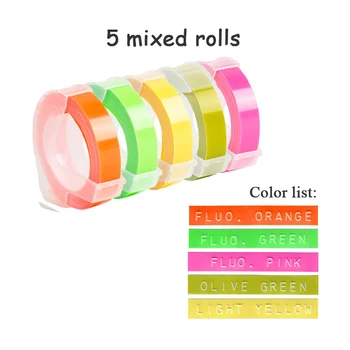 5gab Multicolor 9MM PVC Spiešanu Marķējuma Lentes 3D Plastmasas Spiešanu Piepildīt Lentes Savietojams dymo label printer etiķetes Maker lentes