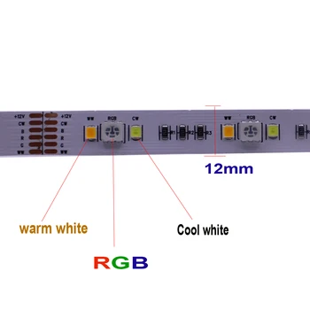 5M RGBCCT 90led/m led lentes 5050 RGB+2835 balta / Warm White +2.4 G RF RGBWC kontrolieris+ 12v 6A jauda