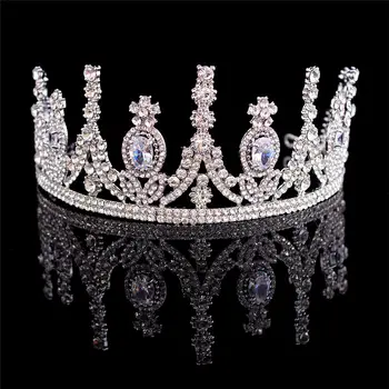 AAA Rhinestone Kronis Royal Queen Kāzu Tiaras Vainagi Princese Diadem Galvu Kāzu Matu Rotas Gājienā Galvas Aksesuārs