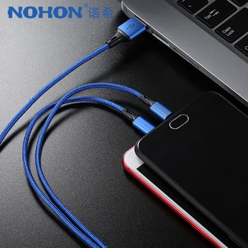 !ACCEZZ Neilona USB Uzlādes Kabelis 3 in 1 iPhone 12 11 MAX XR Micro USB Type C Android Tālrunis Uzlādes Kabeļi Samsung Xiaomi