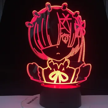 Anime Rem Re Nulles Attēls Nakts Gaisma Led Touch Sensors Krāsas Mainās Bērnu Nightlight, lai Guļamistaba Dekori Galda 3d Lampas Manga Dāvanu