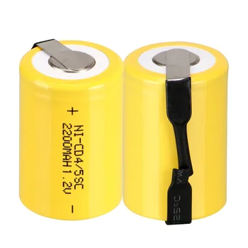 Anmas Jauda 2-16pcs 1.2 V 4/5 SC Sub C 2200mAh Ni-CD nicd Sub C Uzlādējamās Baterijas Dzeltenā Krāsā ar Cilnes