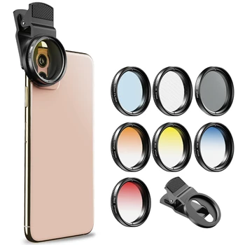 APEXEL 0.45 x Platleņķa Makro Kameras Tālrunis Filtri Objektīvu Komplektu 37mm CPL Filtrs+Grad Oranžs Filtrs Huawei/Iphone Moblile Tālrunis Filtri