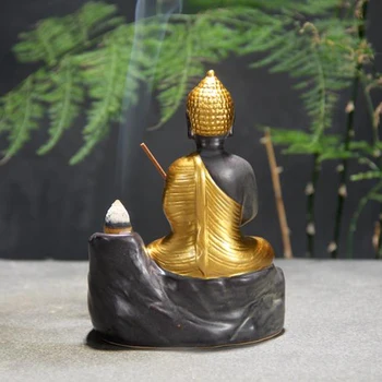 Arī Sālsūdenim Vīraks Degļu Zelta Budas Konuss vīraka kvēpināmais trauks Mājas Dekori Dropshipping Keramikas Mūks, kas ar 10 Gab. Vīraka Konusi