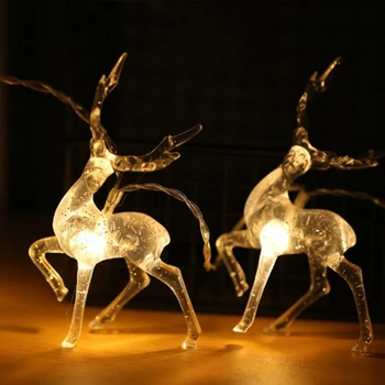 Aļņu, Briežu LED String Light 1,5 M 3M Ziemassvētku Lampas Akumulatora Jauda, Caurspīdīga Vainags Apdare Jaunais Gads Loga Dekors