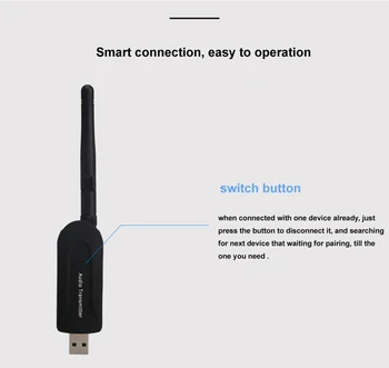B5 Bluetooth Raidītāju 3,5 mm USB Bezvadu Audio A2DP Stereo Adapteris Ārējo Antenu PC, Laptop, TV Austiņas