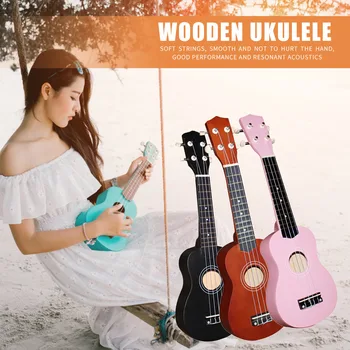 Basswood havajiešu ģitāra Soprāns Bērniem, Mūzikas Instrumentu, 4 Stīgas, Havaju Ģitāru 21 collu Mūzikas Mīļotājiem Spēlē Piederumi