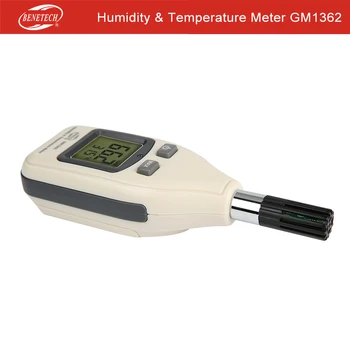 BENETECH mitrumu temperatūras mērītājs Digitālais LCD displejs termo-higrometru Backlilght Datu Turiet GM1362