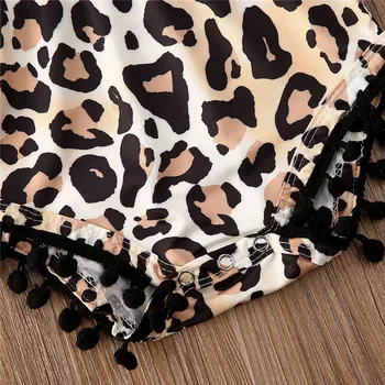 Bezmaksas piegāde Gudrs Jaundzimušais Meiteņu Drēbes Leopards drukāt Pušķis kokvilnas Jumpsuit bez piedurknēm, apaļu kakla Bodysuit vienu gabalu