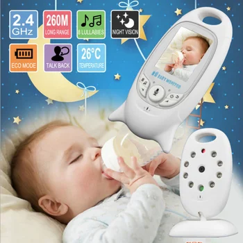 Bezvadu baby monitors 2,0 collu krāsu drošības kameru bērnu aprūpes ierīces, nakts redzamības LED temperatūras uzraudzīt balss intercom