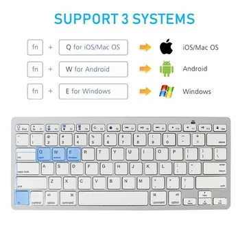 Bluetooth bezvadu Datora Tastatūra Mini Slim Keybord krievu, arābu, spāņu franču Burti BT DATORU Tastatūras Apple iPad Planšetdatoriem