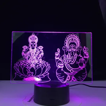 Buda Ganeša Mainot Nakts Gaisma 3D LED Atmosfēru Bulbing Lampas, 3D vizuālā ilūzija par Bērniem, Rotaļlietas Jaunāko Dzimšanas dienas Dāvanas