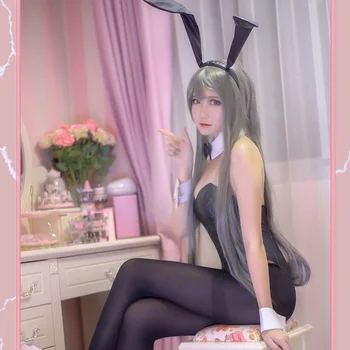 Coshome Anime Seishun Buta Yarou wa Bunny Girl Senpai nē, Yume wo Minai Cosplay Kostīmu Parūka Mai Sakurajima Sieviešu Jumpsuit