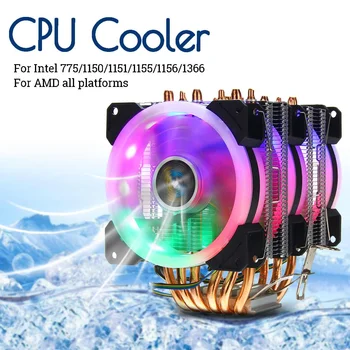 CPU Dzesētājs 6 Heatpipe RGB LED Ventilatoru 4pin Kluss Ventilators Dzesēšanas Heatsink Intel 775/1150/1151/1155/1156/1366/X79 LGA2011 X99 AMD