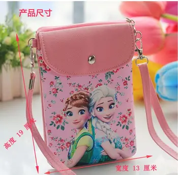 Disney cartoon princese messenger bag pu ādas cute meitene uzkodu maisiņu dāmas ērti Messenger mobilo tālruni somā saldēti Elza Anna